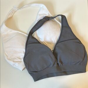 Women's Gray and White open back sports bra